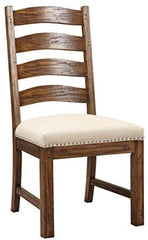 Emerald Home Furnishings  Bay Rustic Brown Dining Chair with Upholstered Seat, Ladder Back, And Nailhead Trim, Set of Two