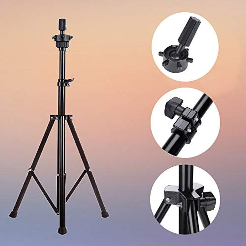 Borogo Wig Mannequin Head Tripod Stand with Carry Bag Hairdressing Training Head Holder for Cosmetology (A- Wig Tripod Stand)