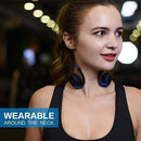 Small Bluetooth Headphones Behind The Head, Sports Wireless Headset with Built in Microphone and Crystal-Clear Sound, Fold-able and Carried in The Purse, and 12-Hour Battery Life, Blue