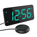 Digital Alarm Clock with Bed Shaker, Extra Loud Alarm, 7-inch Large Display, USB Charger, Full Range Dimmer, USB Night Light – Eye Protection Green