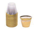 Gold Plastic Cups | 5 oz. 100 Pack | Hard Clear Plastic Cups | Disposable Party Cups | Fancy Wedding Tumblers | Nice Gold Rim Plastic Cups | Elegant Decoration Cups | Plastic Tumblers Bulk
