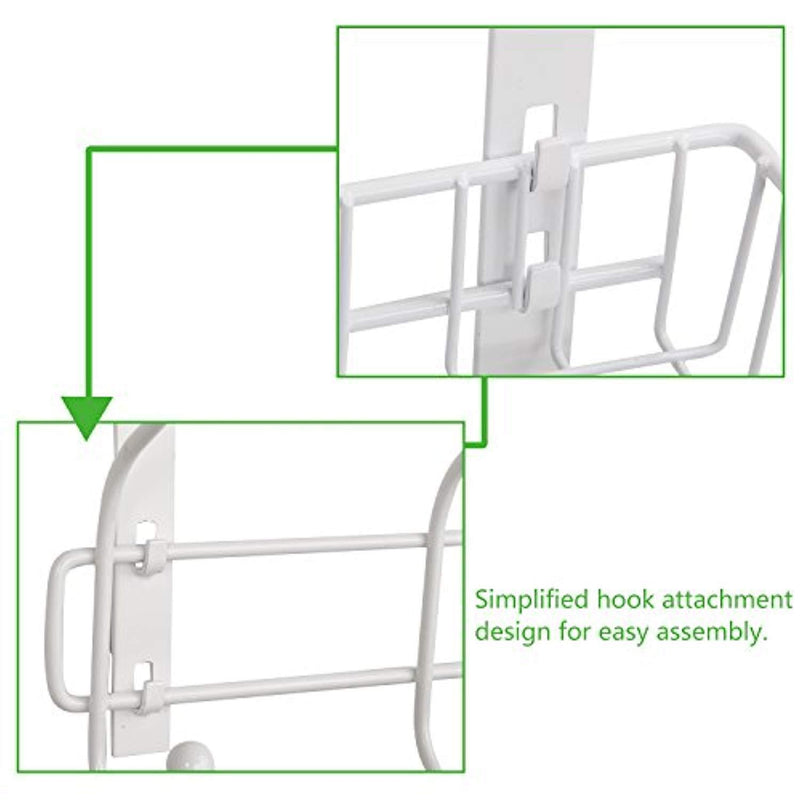 Lifewit Over The Door Hook Hanger Two Tiers with 10 Hooks and Mesh Basket Adjustable Storage Rack for Coats Hats Robes to (White)