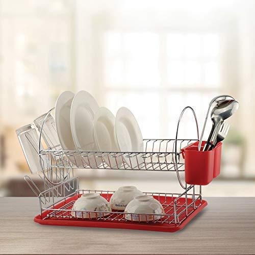 Sweet Home Collection 3 Piece Dish Drainer Rack Set 12" x 19" x 5" Silver