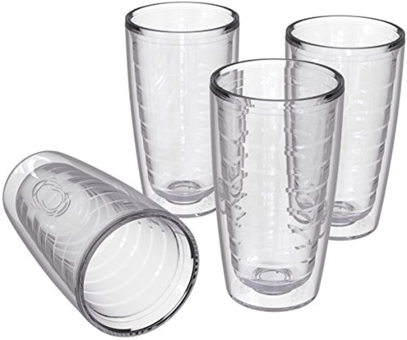 4-pack Insulated 16 Ounce Tumblers - Clear - Sweat Resistant - BPA-Free - Made in USA