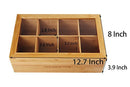 NEATERIZE Bamboo Tea Bag Container, “GOOD TIME” Engraved Tea Box Organizer, Tea Bag Chest With Transparent Lid, 8 Compartments organizers and storage With Magnetic Closure