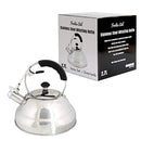 Whistling Stove Top Kettle Teapot with Layered Capsule Bottom, Silicone Handle, Stainless Steel Silver Mirror Finish Tea Pot, 2.75 Quart by Foodie Aid