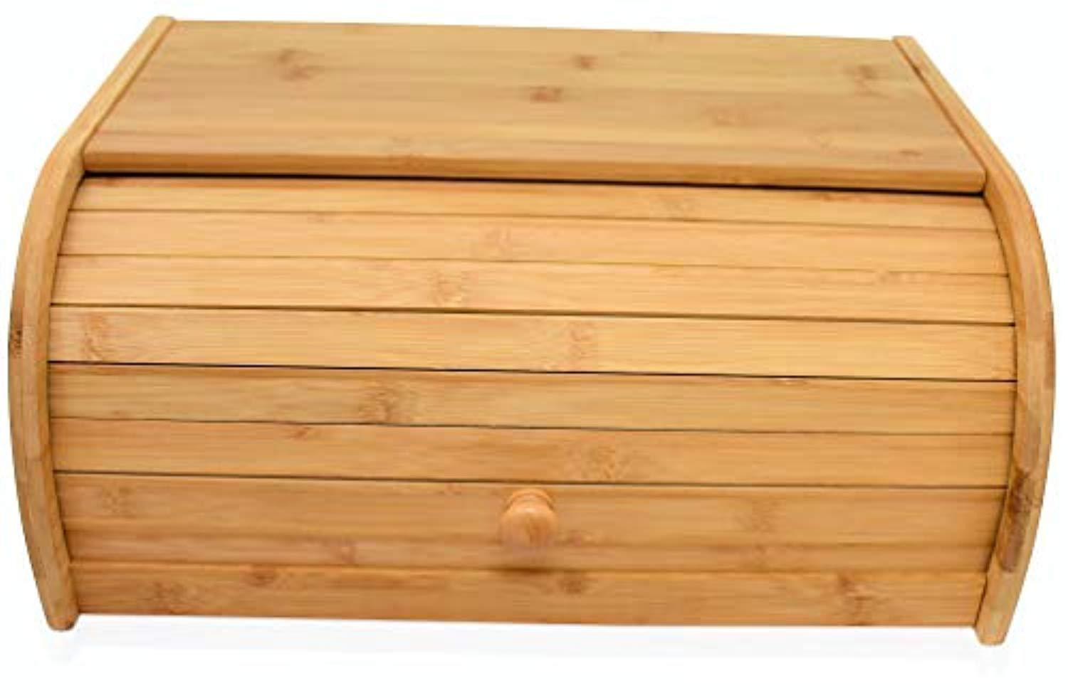 RoyalHouse Natural Bamboo Roll Top Bread Box Kitchen Food Storage - (Assembly Required)