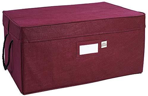 612 Vermont Christmas Ornament Storage Box with 3 Slide Out Trays, Adjustable Acid-Free Dividers, 20 Inch x 14 Inch x 10 Inch, Holds 72-3 Inch Ornaments