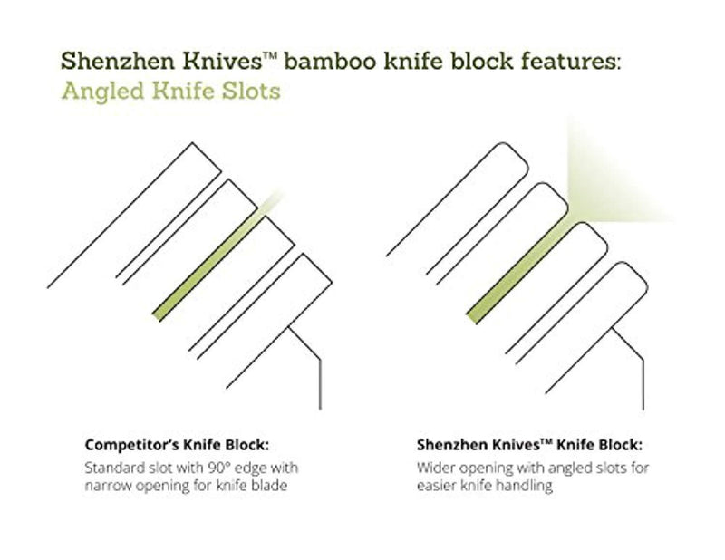 20 Slot Bamboo Universal Knife Block Without Knives. Knife Storage Organizer and Holder by Shenzhen Knives.