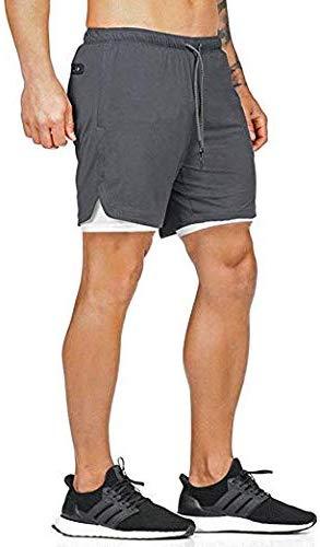 Malavita Men's Workout Running Shorts 2 in 1 with Zipper Pockets