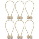 HUYIJJH Curtain Tiebacks Magnetic, Drape Holders Holdbacks Decorative Weave Rope Clips Window Sheer Blackout Panels Home Office, Beige (Pack of 6) by NZQXJXZ