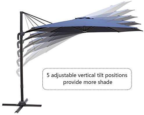 Bumblr Patio Offset Cantilever Umbrella 10-Feet Outdoor Patio Hanging Umbrella,360 Degree Rotation with Cross Base (10 FT, Beige)