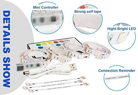 PANGTON VILLA Led Strip Lights 6.56ft for 40-60in TV, USB LED TV Backlight Kit with Remote - 16 Color Changing 5050 Leds Bias Lighting for HDTV