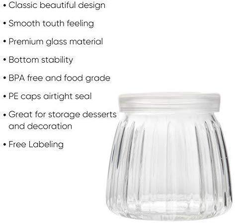 Encheng 4 oz Clear Glass Jars With Lids,Glass Yogurt Container With Caps(PE),Replacement Glass Pudding Jars Yogurt Jars,Clear Glass Containers For Milk,Ramekin,Jams,Jelly,Mousse 20 Pack
