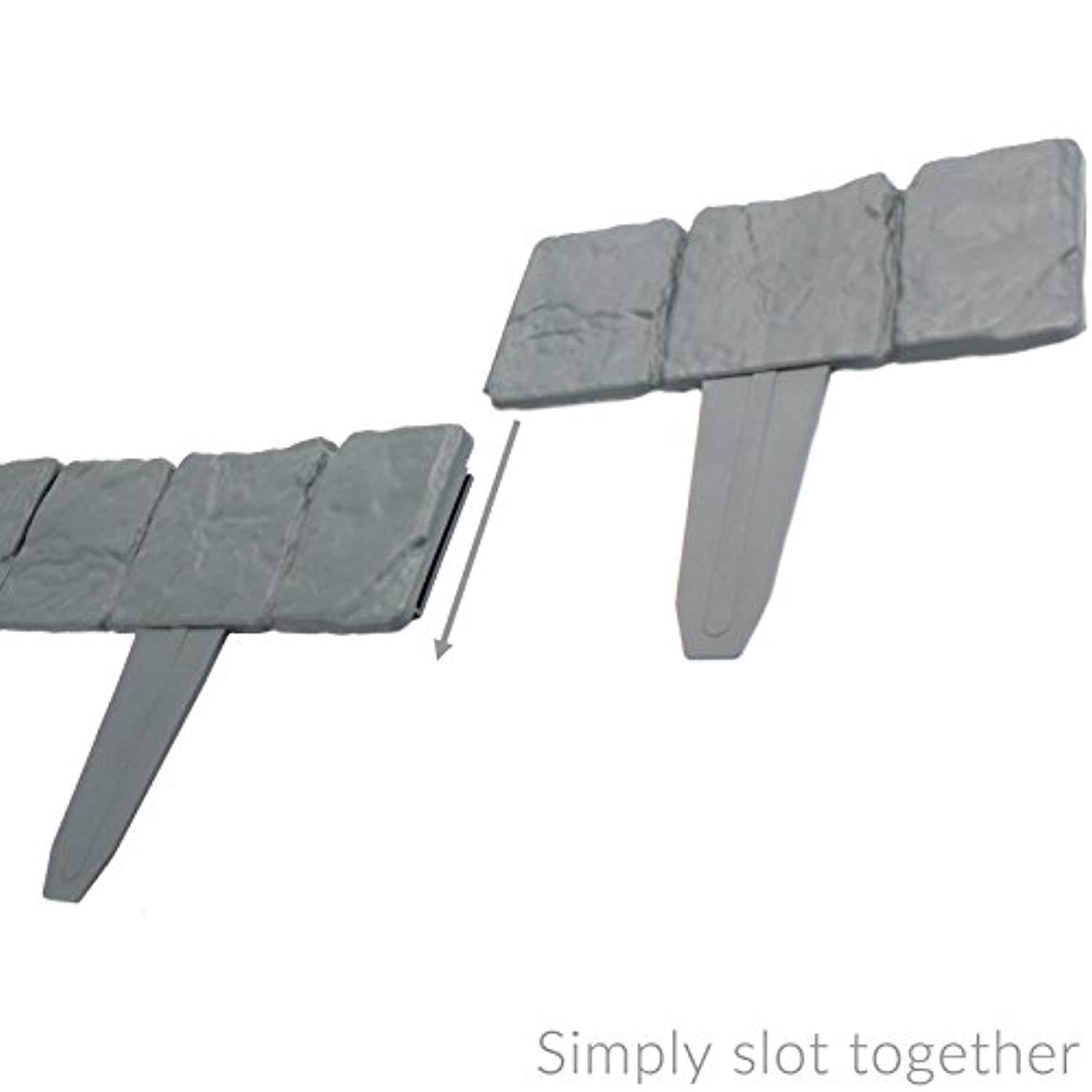 CenYC 5m Grey Stone Effect Lawn Grass Edging | Garden Plant Flower Bed Border | M&W