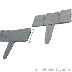 CenYC 5m Grey Stone Effect Lawn Grass Edging | Garden Plant Flower Bed Border | M&W