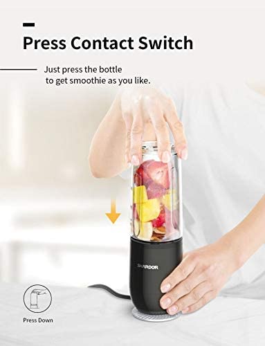 SHCRDOR Personal Smoothie Blender for Shakes Juice with 2 Sport Bottles 1 Ice Cube Tray, Black