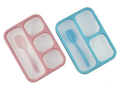 Zimmi Lunch Box Set of 2 Leakproof Lunch Containers, Pink Blue, 3-4 Insulated Compartments, Lightweight Bento Lunch Boxes for Kids Adults Athletes, Fit for Meal Prep, Snacks, Portion Control