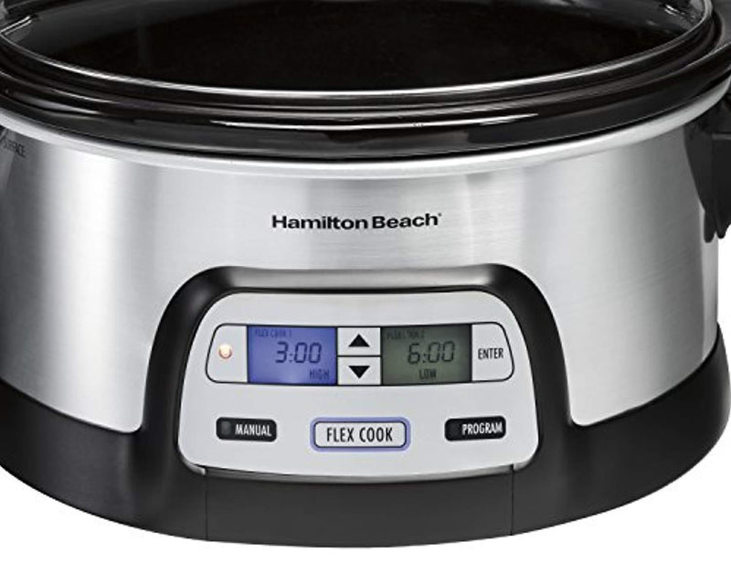 Hamilton Beach 33861 Programmable Slow Cooker, 6 Quart, Dual Digital Timer, Stainless Steel