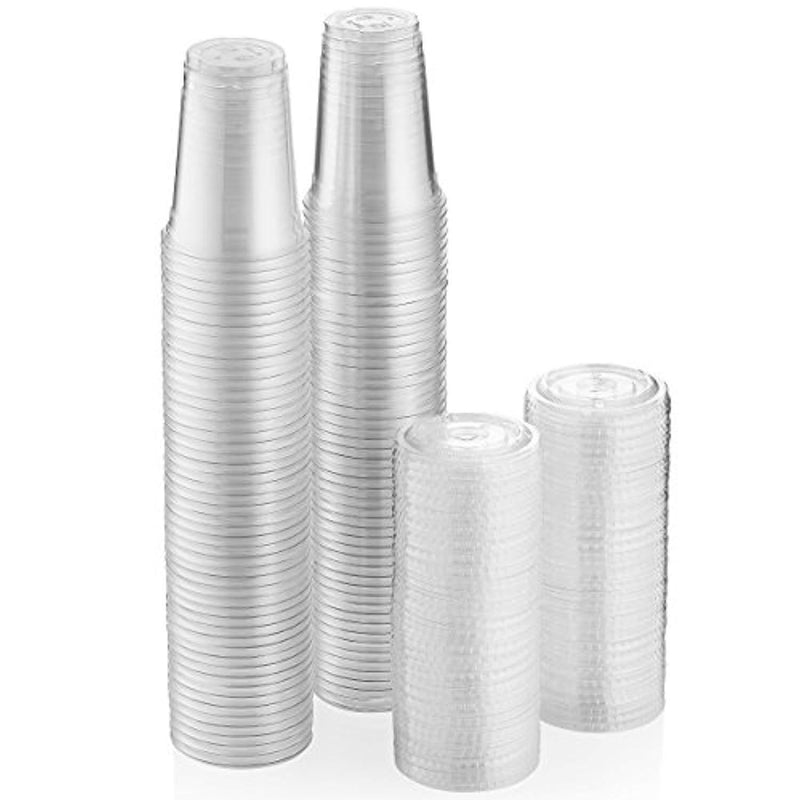 Green Direct 10 oz. Disposable Plastic Clear Cups With Flat Lids for Cold Drink - Bubble Boba - Iced Coffee - Tea - Smoothie - Pack of 100