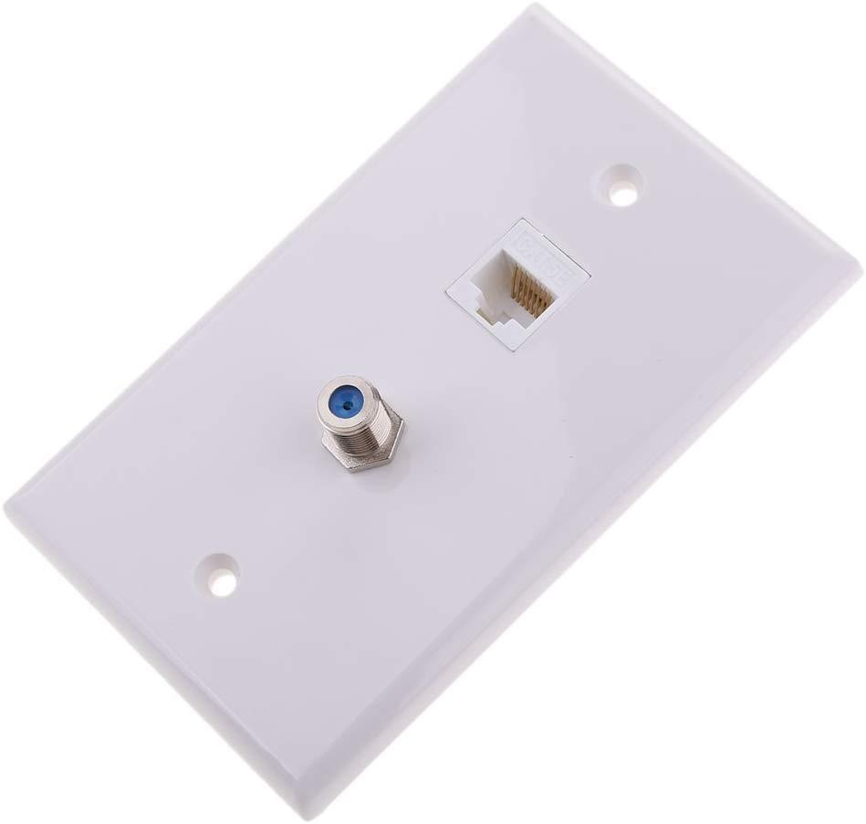 JZLiner Ethernet Coax RJ45 Coaxial F Type Wall plate Jack Socket Outlet Networking Cover Panel