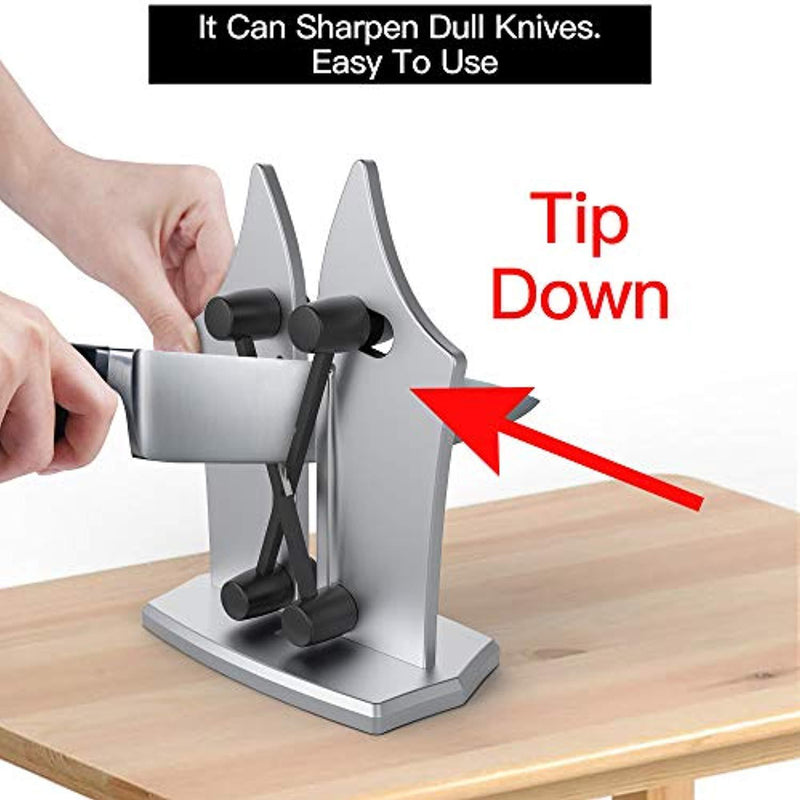 Knife Sharpener, xiemin Whetstone Sharpener Durable Portable to Take - Fits for Most Knife Blades (Silver)