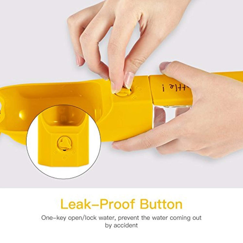 iVAPO Dog Water Bottle Walking Pet Outdoor Drinking Cup Multifunctional Storage Box Leak Proof 400ml Capacity Portable Travel Pet Water Bottle Dogs Cats Walking Running Hiking Yellow