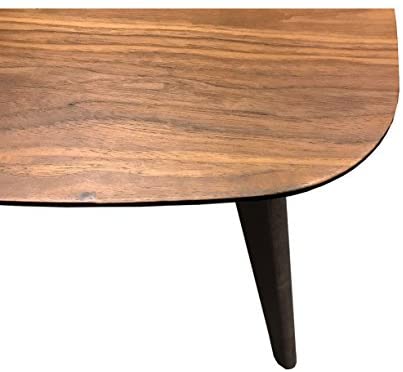 Emerald Home Simplicity Walnut Brown End Table with Curved Top And Round, Slanted Legs