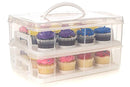 24 Large Cupcake Carrier, Two Tiered Holder, Cake Carrier, Stack and Store Cake Carrier