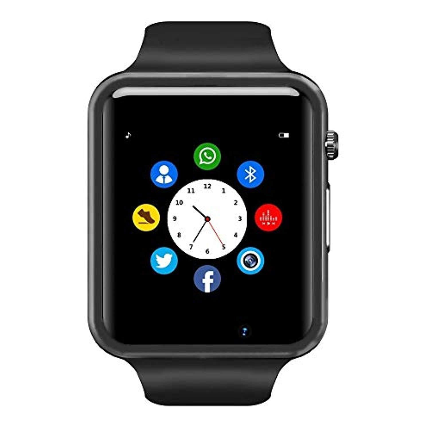 Bluetooth Smart Watch - Wzpiss Smartwatch Touch Screen Wrist Watch with Camera/HCM Card Slot Compatible with iOS iPhones Android Samsung for Kids Women and Men (Black)