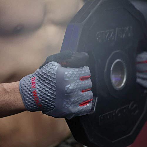 day wolf New Full Finger Workout Gloves Gym Exercise Half Finger Fitness Gloves Heavy Weight Lifting Leather Palm Protection Strong Grip Padded Quality Breathable Comfort Gloves