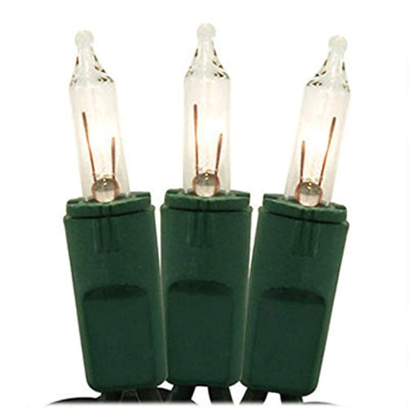 Set of 35 Clear Perm-O-Snap Mini Christmas Lights 6" Spacing - Green Wire