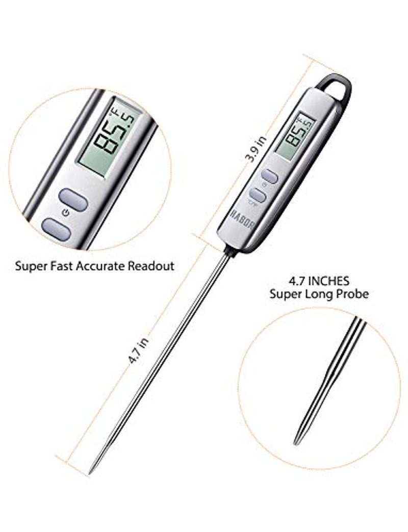 Habor Meat Thermometer, Instant Read Digital Cooking Thermometer, Grilling  Thermometer with Super Long Probe for Kitchen BBQ Grill Smoker Meat Oil