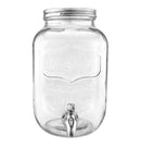 One Gallon Glass Mason Jar Beverage Dispenser w/Stainless Steel Spigot, Retro Yorkshire Style Jar, Clear Color