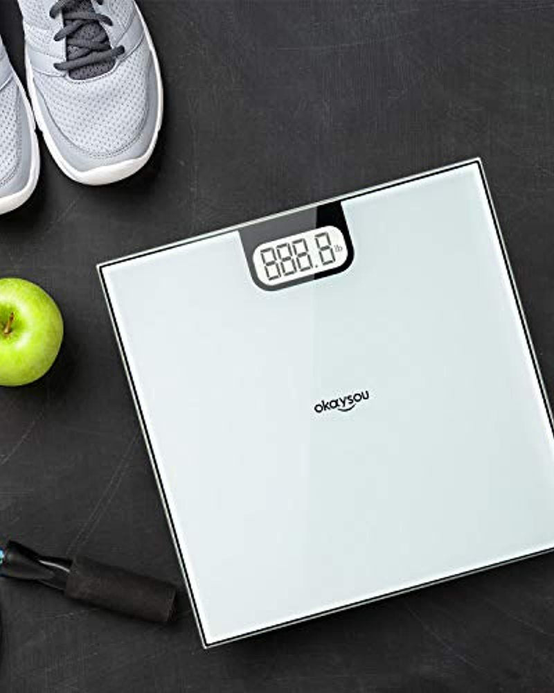 Okaysou All-New Bathroom Scale, Accurate Digital Body Weight Scale with Large 3.6" Backlit LCD Display, Step-On Technology, 400 Pound Capacity