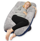 QUEEN ROSE Unique Full Body Pregnancy Pillow with Total Body Support,Removable Cover,Blue and Gray