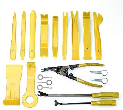INSTACAN 19Pcs Trim Removal Tool,Car Panel Door Audio Trim Removal Tool Kit, Auto Clip Pliers Fastener Remover Pry Tool Set with Storage Bag