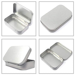 LE CONTE 24 Pack Metal Rectangular Empty Hinged Tins Box Containers Mini Portable Box Small Storage Kit, Home Organizer, 3.75 by 2.45 by 0.8 Inch Silver