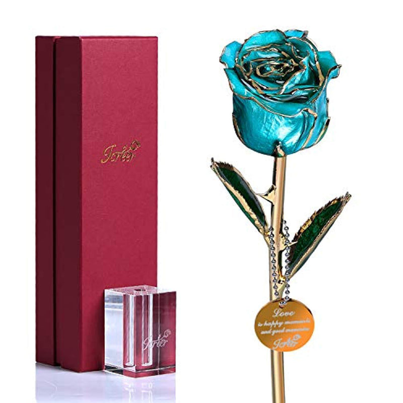 Icreer 24k Gold Dipped Real Rose with Crystal Stand,Present for Mother's Day/Anniversary/Birthday/Wedding and Proposal | Gifts for Her/Mom/Wife/Girlfriend