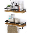 SODUKU Floating Shelves Wall Mounted Storage Shelves for Kitchen, Bathroom,Set of 2 Brown