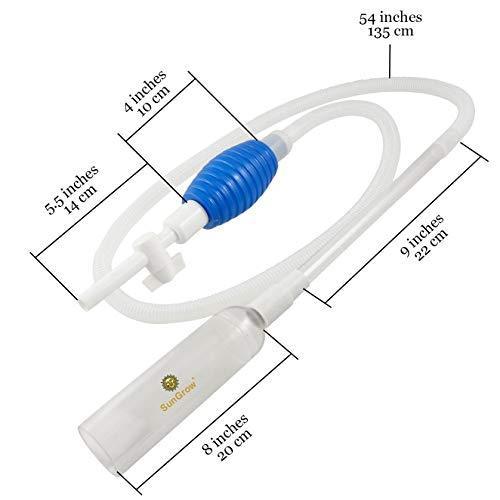 SunGrow Aquarium Gravel Cleaner Kit with Priming Bulb, 2 Minutes to Assemble, BPA Free, Easy-to-Use, Perfect for Small Fish Tanks, No Mess and Spillage During Water Maintenance