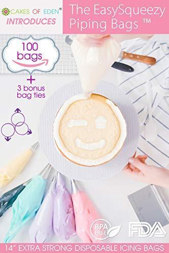 WORLD STRONGEST DISPOSABLE PIPING BAGS - (100 Pack) 14 inch Clear Plastic Pastry Bag. Perfect for Frosting Cake Decorations, Royal Icing Cookie Decorating, Macaroons. Professional Baking Supplies Set
