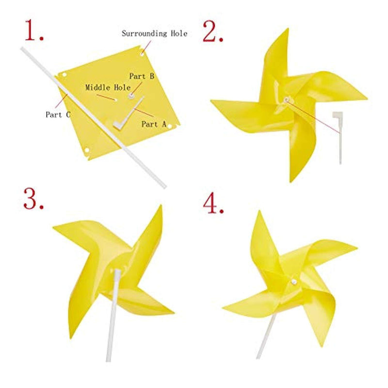 Tsocent Multi-Color Pinwheels Set (Pack of 100) - Outdoor Windmill for Yard Garden Party Decoration with Pole - Toy Wind Spinners Gifts for Kids (8 Dozen Plus)