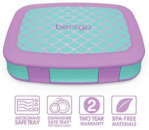 Bentgo Kids Prints (Unicorn) - Leak-Proof, 5-Compartment Bento-Style Kids Lunch Box - Ideal Portion Sizes for Ages 3 to 7 - BPA-Free and Food-Safe Materials