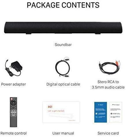 80Watt 34Inch Sound bar, BYL Soundbar Bluetooth 5.0 Wireless and Wired Home Theater Speaker (DSP, Bass Adjustable, Optical Cable Included, Worry-Free 90-Day Trial, 2019 Upgraded)