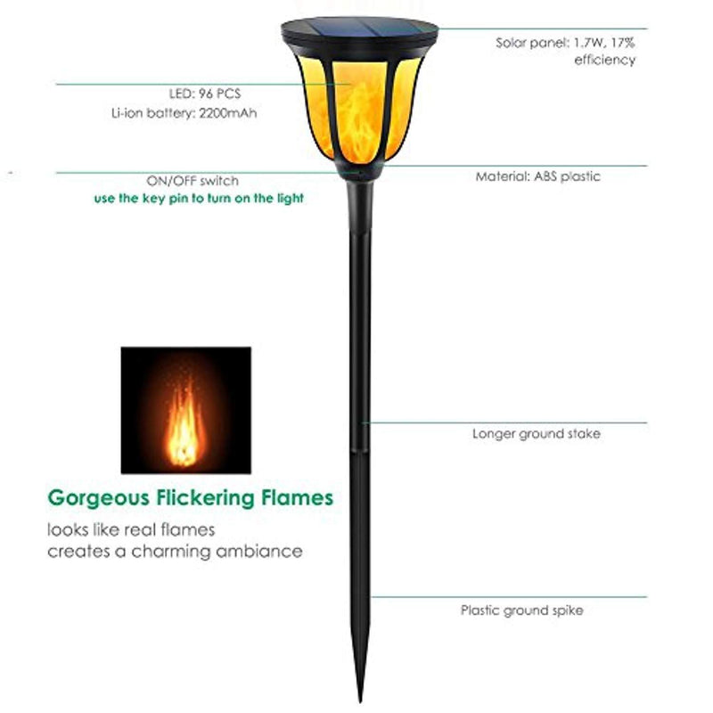 TomCare Solar Torches Lights, Waterproof Flickering Flame Solar Outdoor Lights Landscape Decoration Solar Torch Light Dusk to Dawn Auto On/Off Solar Spotlight for Yard Pool Garden Patio Deck