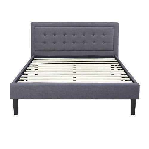 Classic Brands DeCoro Mornington Upholstered Platform Bed | Headboard and Metal Frame with Wood Slat Support | Grey, Queen