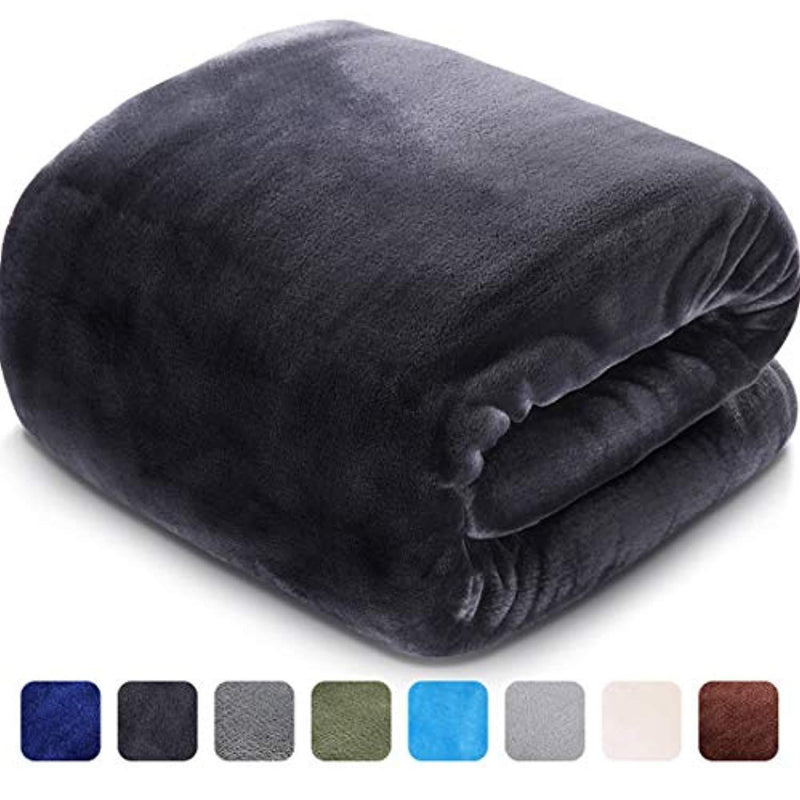 LEISURE TOWN Soft Blanket Queen Size All Season Fleece Blankets Lightweight Warm, Luxury Cozy Plush Throw Blanket for Sofa Bed Couch, 90 by 90 Inches, Dark Grey