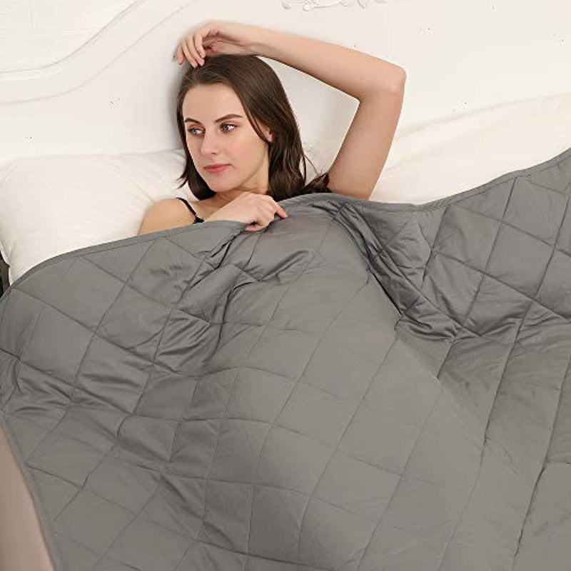 Tramean Weighted Blanket Adult (15 lbs, 60"x80", Queen Size) Premium Cotton with Glass Beads Perfect Sleep for Men Women,Dark Grey