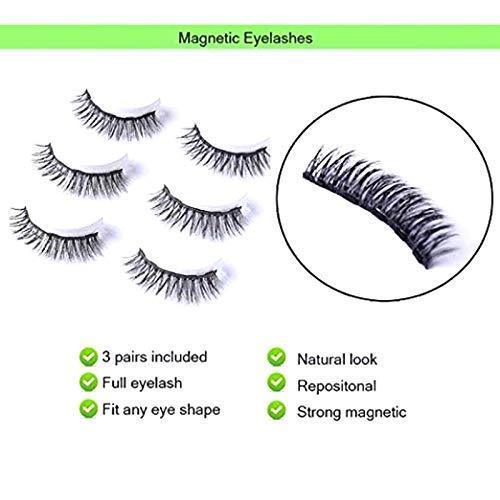 Coolours Magnetic Eyeliner and Lashes Magnetic Eyelashes Kit False Lashes 3 pairs with Tweezers